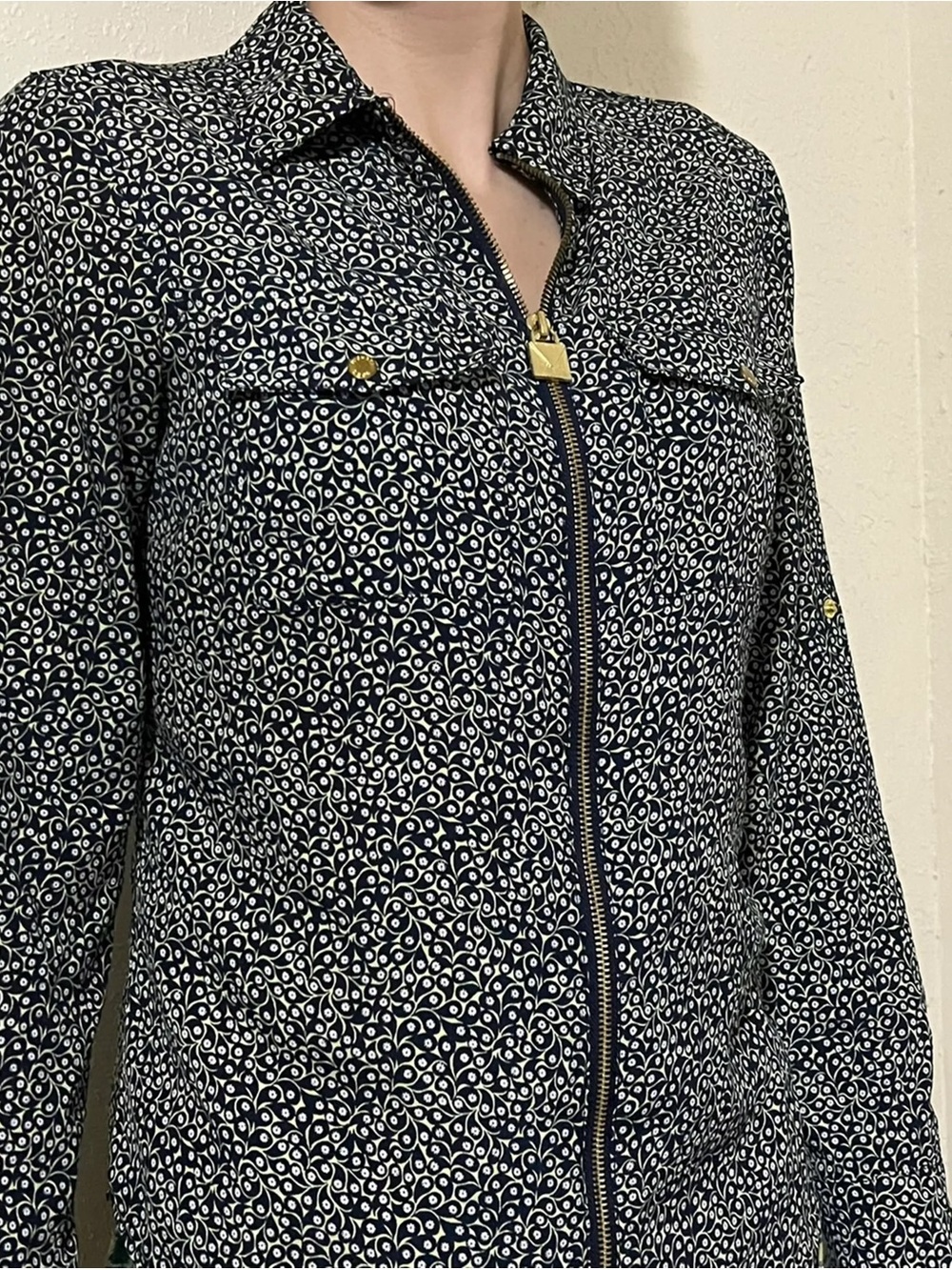 🔥5 for $25🔥 MICHAEL Michael Kors Zip Front Lock Pull Shacket Blouse